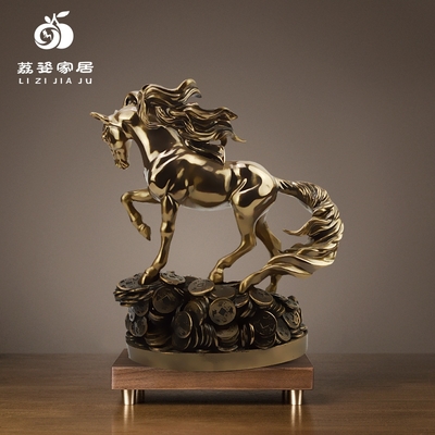 创新工艺，财富象征 铸铜树脂发财马办公室摆件